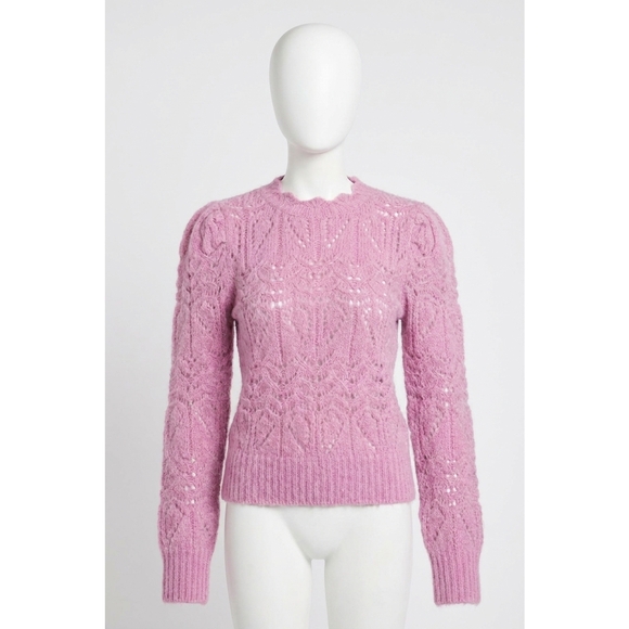BLUIVY Sweaters - NEW BLUIVY puff sleeve pointelle pullover in rose